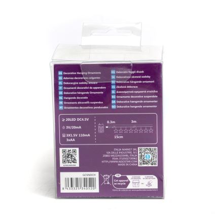 Aigostar - LED kerstverlichting 20xLED/3xAA 3,3m sterren