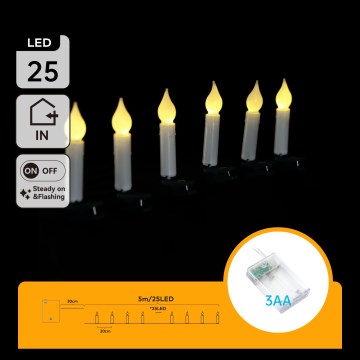 Aigostar - LED kerstverlichting 25xLED/3xAA 5 m warm wit