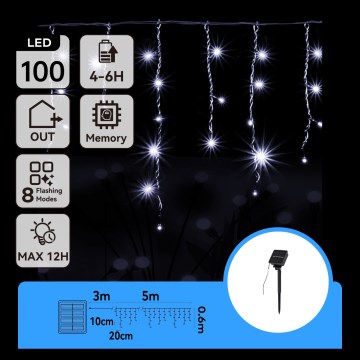Aigostar - LED kerstverlichting op zonne-energie 100xLED/8 functies 8x0,6m 500 mAh IP65 koud wit