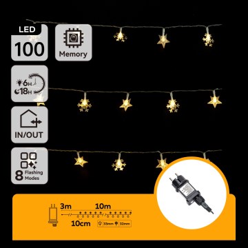 Aigostar - LED kerstverlichting voor buiten 100 LED / 8 functies 13 m IP44 warm wit