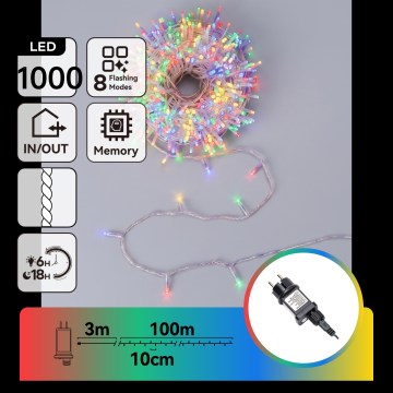 Aigostar - LED kerstverlichting voor buiten 1000xLED/8 functies 103m IP44 meerkleurig