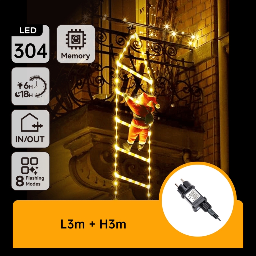 Aigostar - LED kerstverlichting voor buiten 304xLED/8 functies 3 m IP44 warm wit
