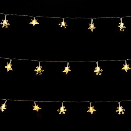 Aigostar - LED buiten kerstsnoer 50xLED/8 functies 3xAA 5m IP44 warm wit sterren