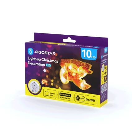 Aigostar - LED Kerstversiering LED/3xAAA Kerst vliegtuig 17cm