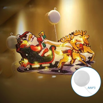 Aigostar - LED Kerstversiering LED/3xAAA Kerstman met rendieren 13,4cm