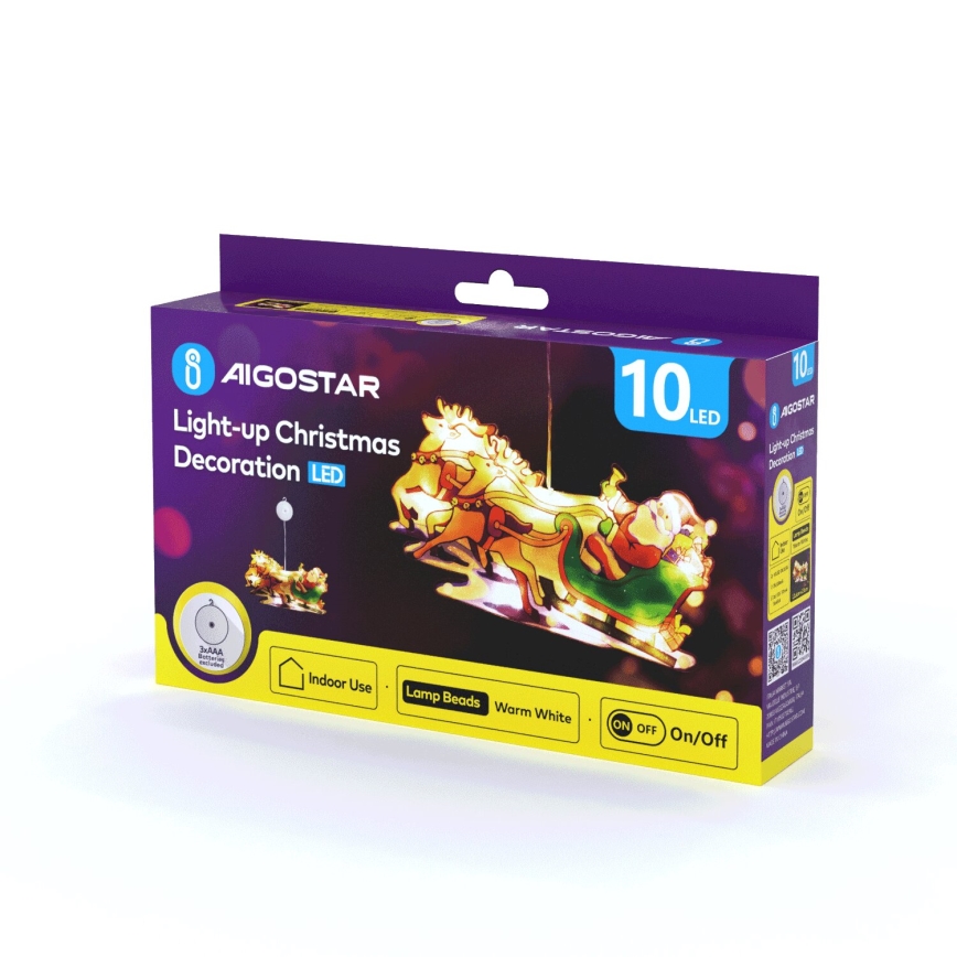 Aigostar - LED Kerstversiering LED/3xAAA Kerstman met rendieren 13,4cm