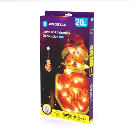 Aigostar - LED Kerstversiering LED/3xAAA Kerstman met teken 45cm