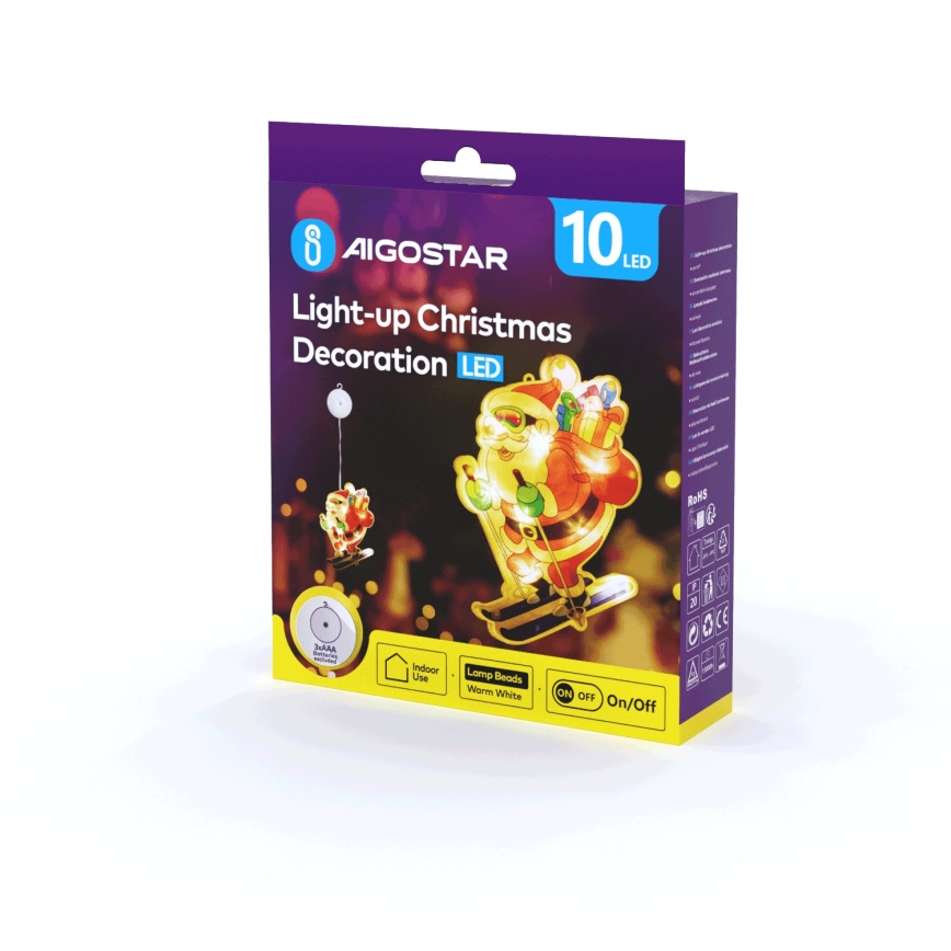 Aigostar - LED Kerstversiering LED/3xAAA Kerstman op ski's 23cm