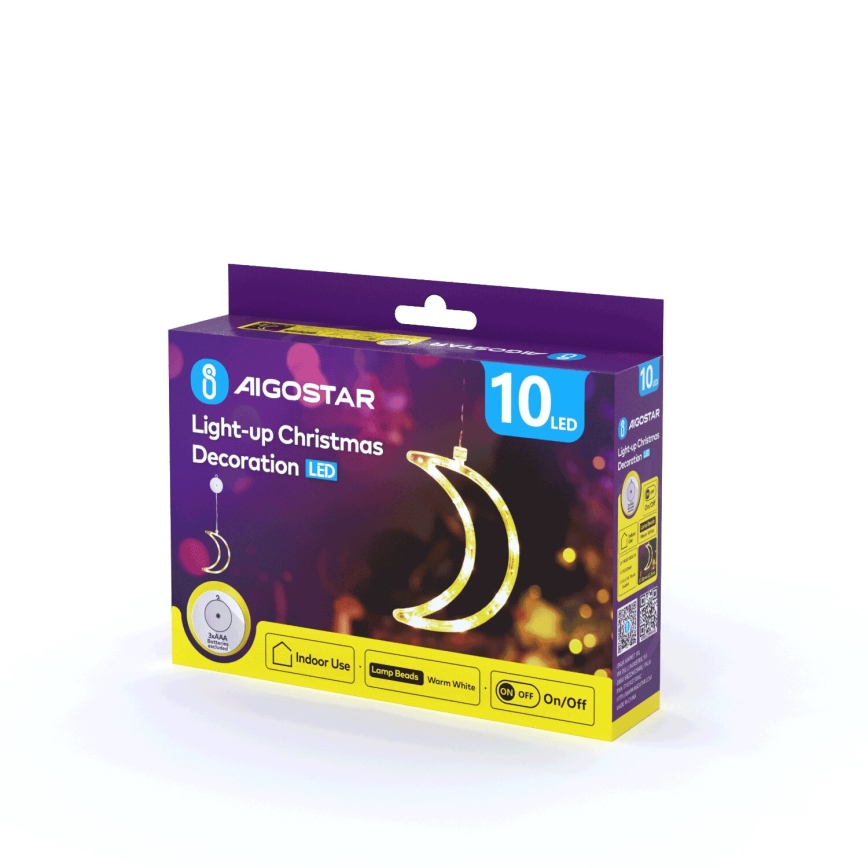 Aigostar - LED Kerstversiering LED/3xAAA maan 18,5cm