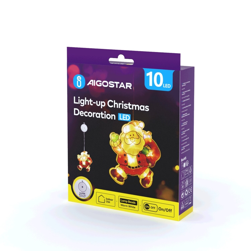 Aigostar - LED Kerstversiering LED/3xAAA Santa 20cm