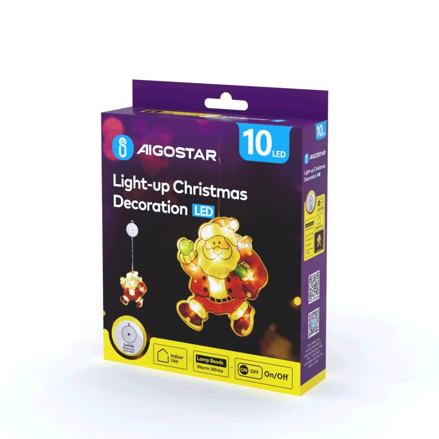Aigostar - LED Kerstversiering LED/3xAAA Santa 20cm