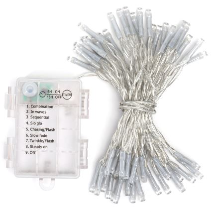 Aigostar - LED-lichtslinger voor buiten 50xLED/8 functies 3xAA 5,3m IP44 meerkleurig