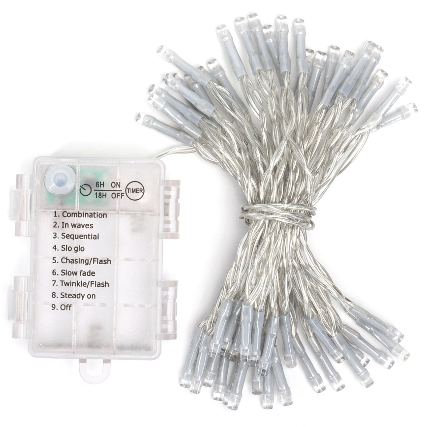 Aigostar - LED-lichtslinger voor buiten 50xLED/8 functies 3xAA 5,3m IP44 meerkleurig