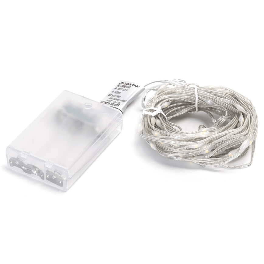 Aigostar - LED-lichtsnoer 100x LED/3x AA 10,3 m warm wit