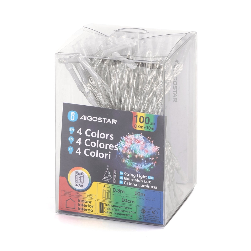 Aigostar - LED  lichtsnoer 100xLED/3xAA 10,3m meerkleurig