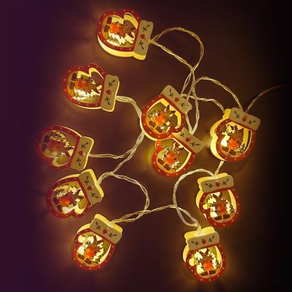 Aigostar - LED-lichtsnoer 10xLED/3xAA 1,5 m warm wit handschoen