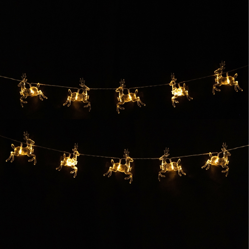 Aigostar - LED  lichtsnoer 10xLED/3xAA 1,5m warm wit herten