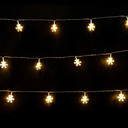 Aigostar - LED-lichtsnoer 10xLED/3xAA 1,5m warm wit sneeuwvlokken