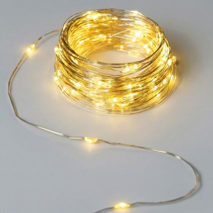 Aigostar - LED-lichtsnoer voor buiten 50xLED/3xAA 5,3 m warm wit