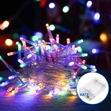 Aigostar - LED-lichtsnoer 50xLED/3xAA 5,3m meerkleurig