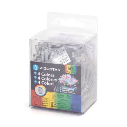 Aigostar - LED-lichtsnoer 50xLED/3xAA 5,3m meerkleurig