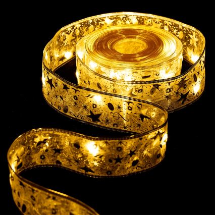 Aigostar - LED-lichtsnoer 50xLED/3xAA 5 m warm wit goud