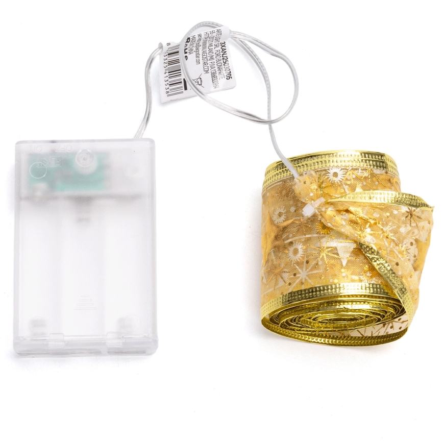 Aigostar - LED-lichtsnoer 50xLED/3xAA 5 m warm wit goud