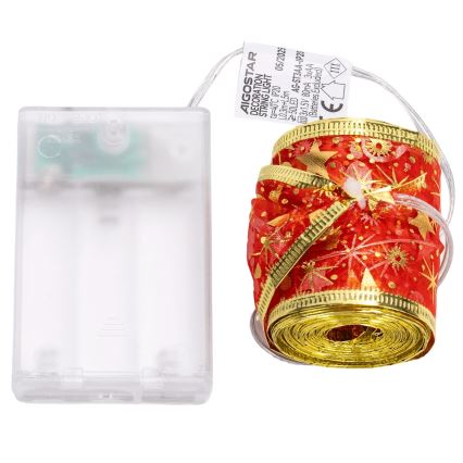 Aigostar - LED  lichtsnoer 50xLED/3xAA 5m warm wit rood