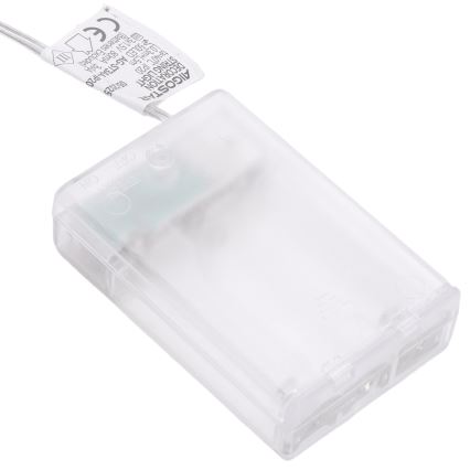 Aigostar - LED-lichtsnoer 50xLED/3xAA, 5 m, warm wit, zilver