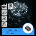 Aigostar - LED-lichtsnoer voor buiten, 100 LED / 8 functies, 3×AA, 5,3 m, IP44, koel wit