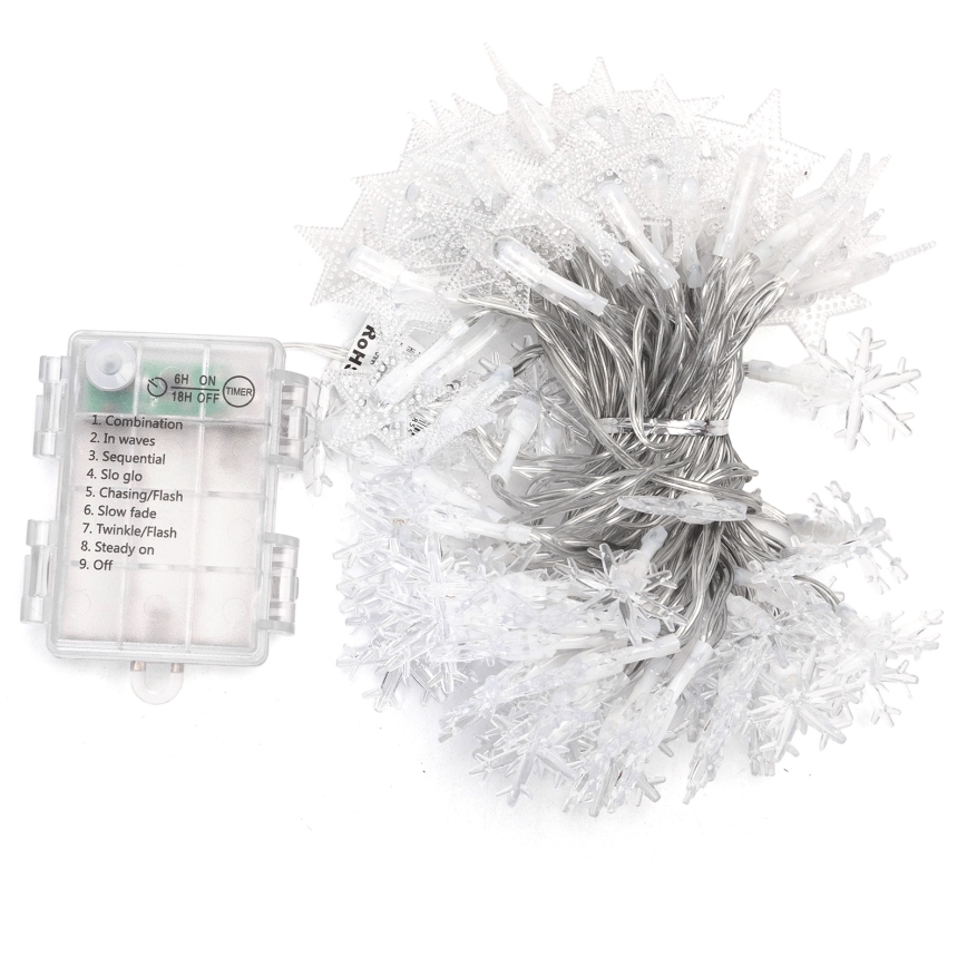 Aigostar - LED-buitenlichtsnoer 100xLED/8 functies 3xAA 10 m IP44 koelwit