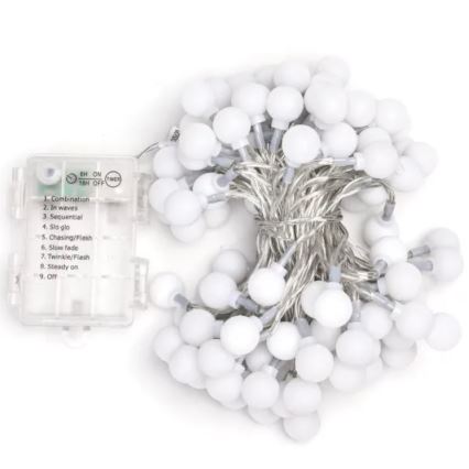 Aigostar - LED Kerst lichtsnoer voor buiten 100xLED/3xAA/8 Functies 10,3 m IP44 koud wit