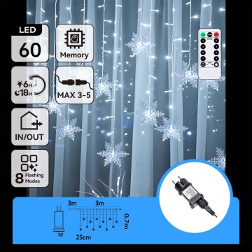 Aigostar - LED-lichtsnoer voor buiten 120xLED/8 functies 3x0,7m IP44 koud wit + afstandsbediening