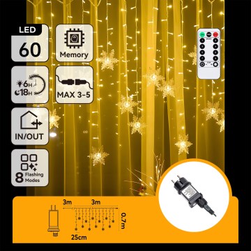 Aigostar - LED-lichtsnoer voor buiten, 120×LED, 8 functies, 3×0,7 m, IP44, warm wit + afstandsbediening