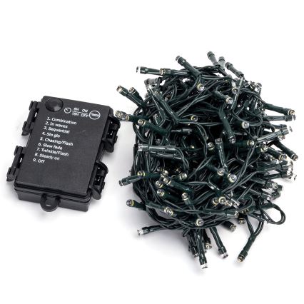 Aigostar - LED-lichtsnoer voor buiten, 200 LED-lampjes, 8 functies, 3× AA-batterijen, 10,3 m, IP44, meerkleurig