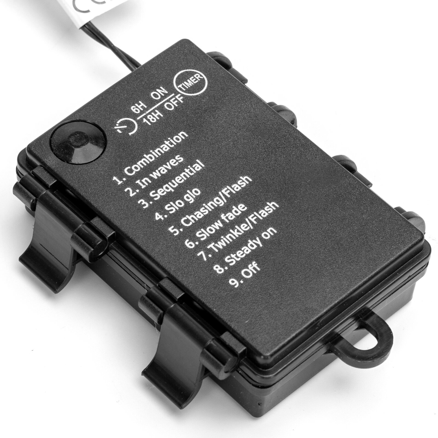 Aigostar - LED-lichtsnoer voor buiten, 200 LED-lampjes, 8 functies, 3× AA-batterijen, 10,3 m, IP44, meerkleurig