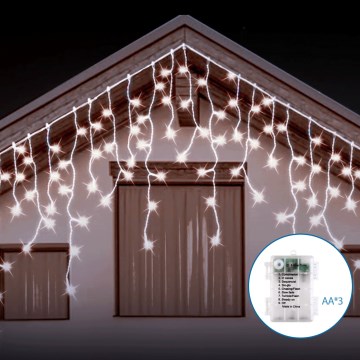 Aigostar - LED-lichtsnoer voor buiten 200xLED/8 functies 3xAA 13x0,6m IP44 koel wit