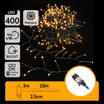 Aigostar - LED-lichtsnoer voor buiten 400 LEDs / 8 functies 13 m IP44 warm wit