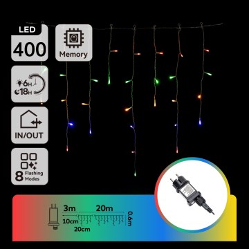 Aigostar - LED-lichtsnoer voor buiten 400xLED/8 functies 23x0,6m IP44 meerkleurig