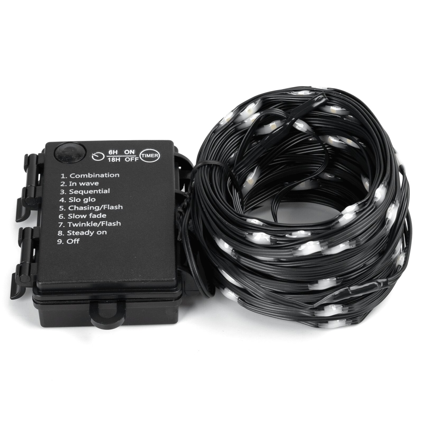 Aigostar - LED-lichtsnoer voor buiten 50xLED/8 functies 3xAA 5,3m IP44 koelwit