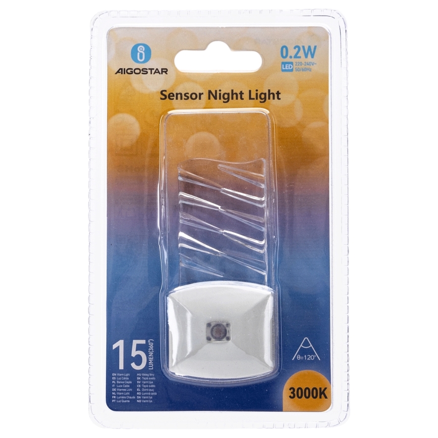 Aigostar - LED Nachtlampje met schemersensor LED/0,2W/230V 3000K
