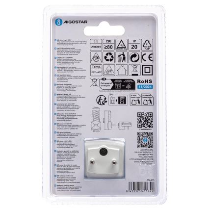 Aigostar - LED Nachtlampje met schemersensor LED/0,2W/230V 3000K