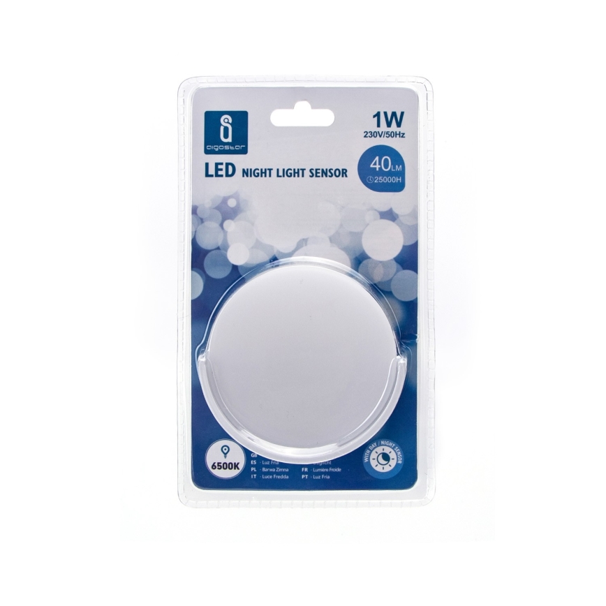 Aigostar - LED Nachtlampje met schemersensor LED/1W/230V 6500K rond