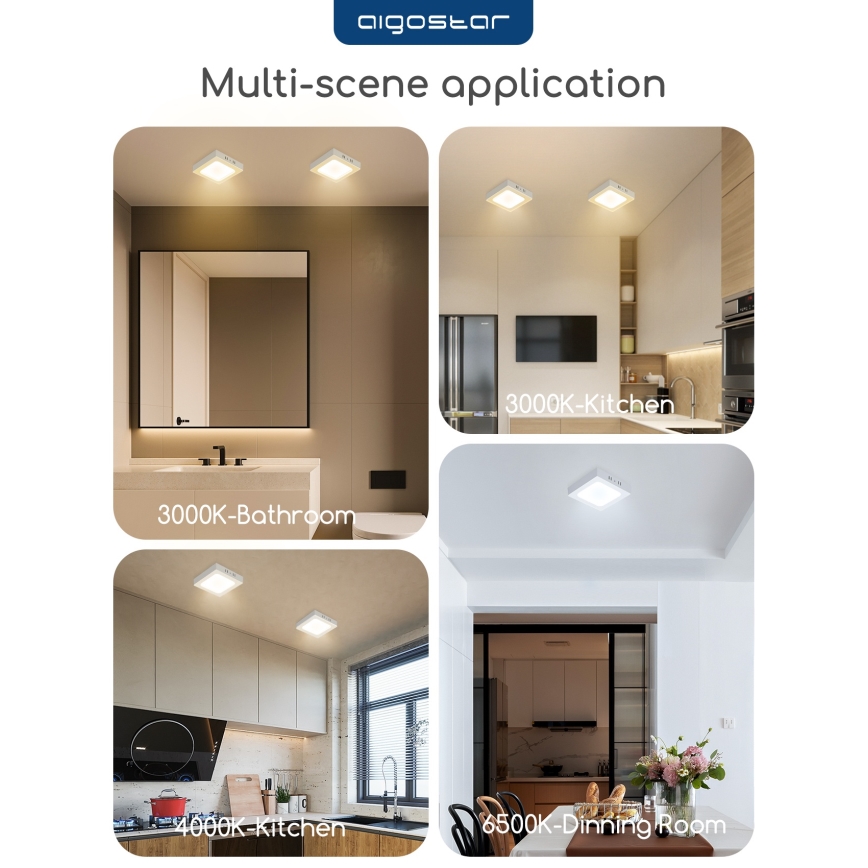 Aigostar - LED opbouwarmatuur voor plafond LED/18W/230V 4000K 22,6x22,6 cm wit