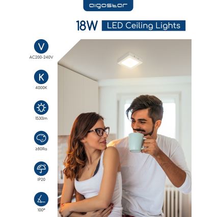 Aigostar - LED opbouwarmatuur voor plafond LED/18W/230V 4000K 22,6x22,6 cm wit