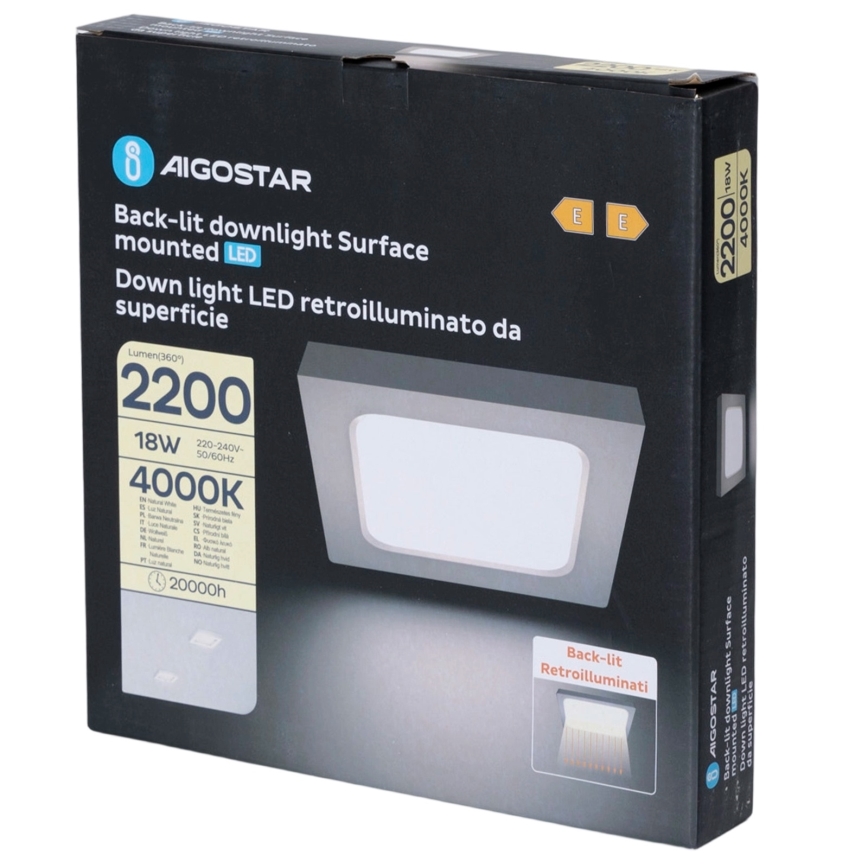 Aigostar - LED opbouwarmatuur voor plafond LED/18W/230V 4000K 22,6x22,6 cm wit