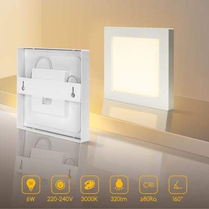Aigostar - LED opbouwplafondlamp LED/6W/230V 3000K 12,2x12,2 cm wit
