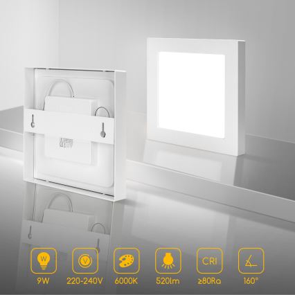 Aigostar - LED opbouwplafondlamp LED/9W/230V 6000K 12,2x12,2 cm wit