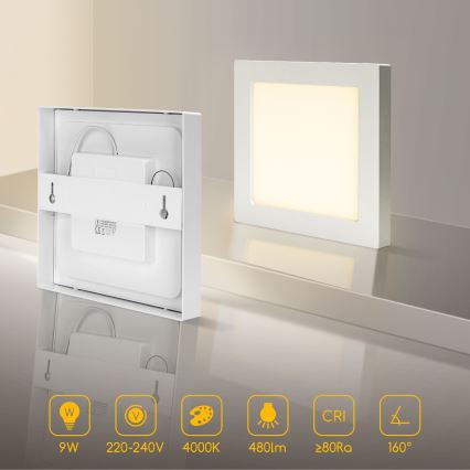Aigostar - LED plafond-opbouwarmatuur LED/9W/230V 4000K 12,2x12,2 cm wit