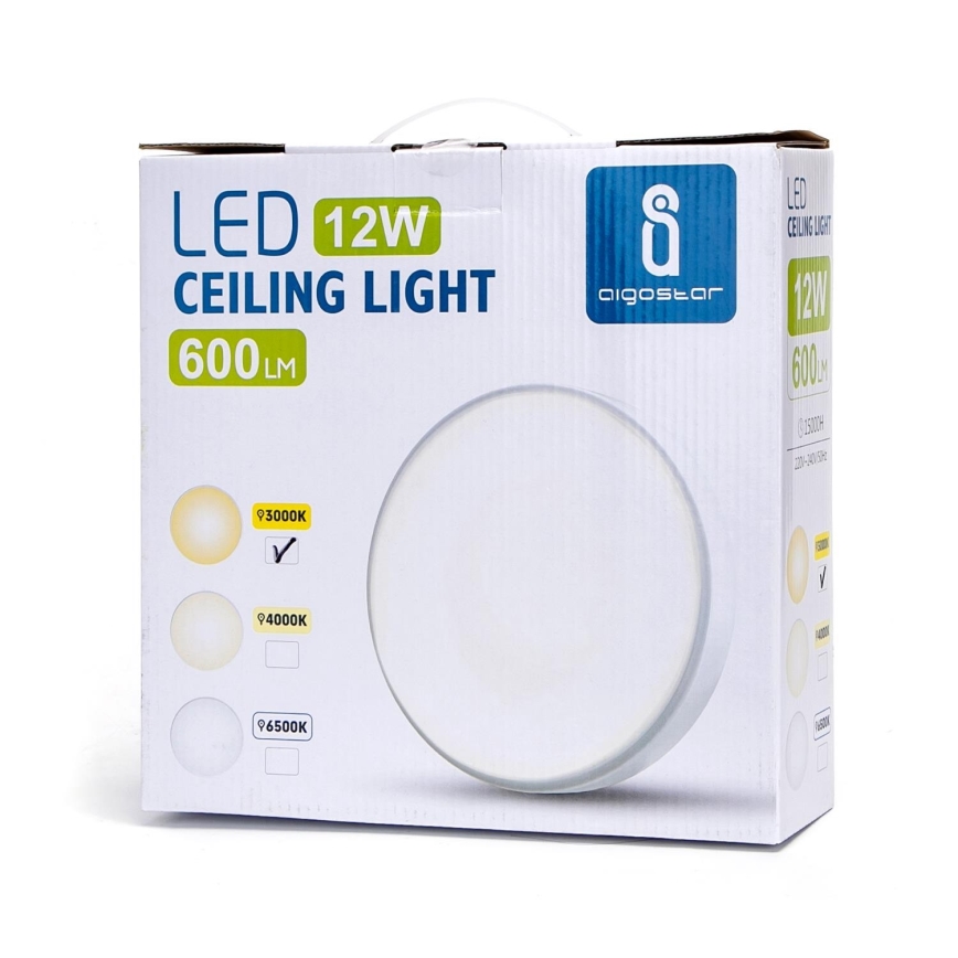 Aigostar - LED Plafondlamp LED/12W/230V 3000K d. 23 cm wit